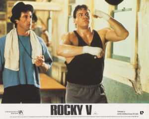 Sylvester Stallone in the gym with real-life boxer Tommy Morrison