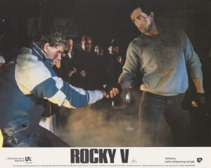 A scene from the climactic street fight between Tommy and Rocky