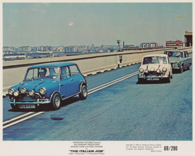 Two Mini Coopers in a classic scene from The Italian Job (1969