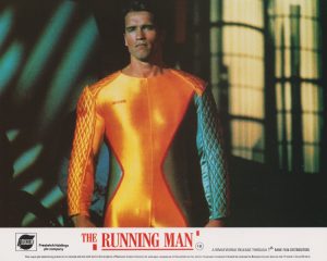 Arnold Schwarzenegger stars as wrongly imprisoned Ben Richards in The Running Man (1987).