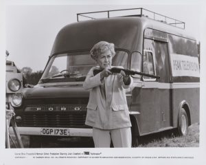 Joan Crawford takes aim in Trog (1970)