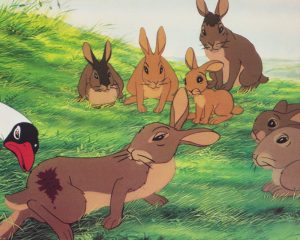A scene from Watership Down (1978)
