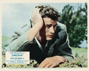 A vintage East of Eden (1955) lobby card, featuring James Dean