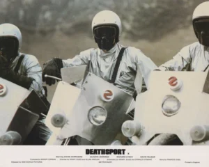 A menacing scene from Deathsport (1978)