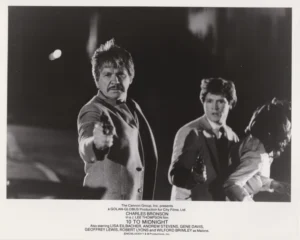 Screen legend Charles Bronson in a scene from 10 to Midnight (1983)