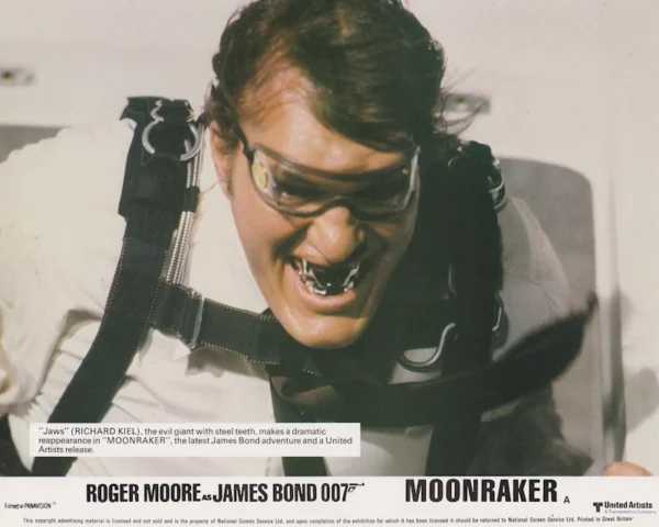 "Jaws" (RICHARD KIEL), the evil giant with steel teeth, makes a dramatic reappearance in "MOONRAKER"