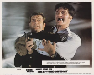 Secret Agent James "007" Bond in the grip of the giant Jaws! [scanned-in image]