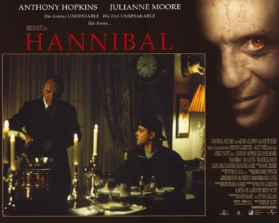 Hannibal (Anthony Hopkins) serves Krendler (Ray Liotta) a very special meal...