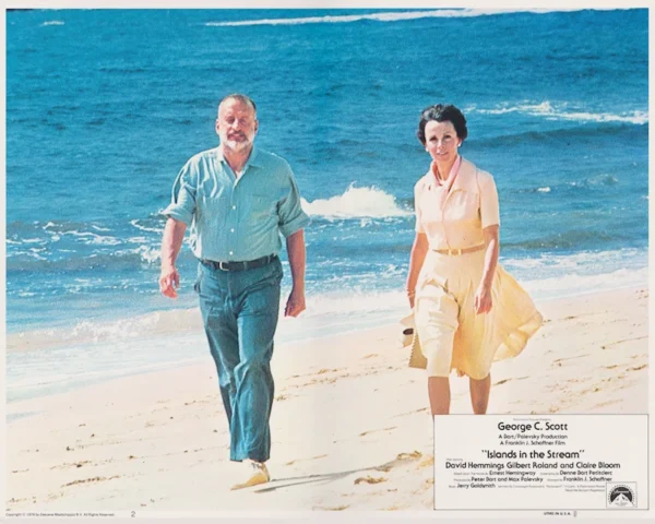 George C. Scott and Claire Bloom in Islands of the Stream (1976) USA Lobby Card [scanned-in image]