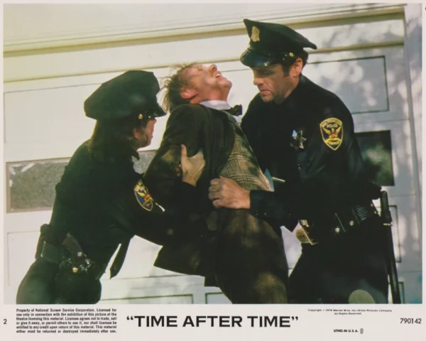 H.G. Wells (Malcolm McDowell) is arrested in Time After Time (1979)