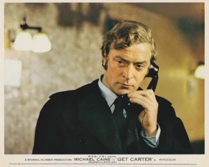 Michael Caine starring as Jack Carter in a scene from Mike Hodges' crime classic Get Carter (1971)