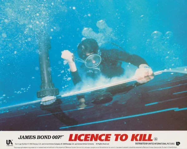Licence to Kill (1989) UK front of house cinema lobby card [scanned-in image]