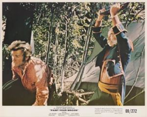 Lee Marvin about to strike Clint Eastwood