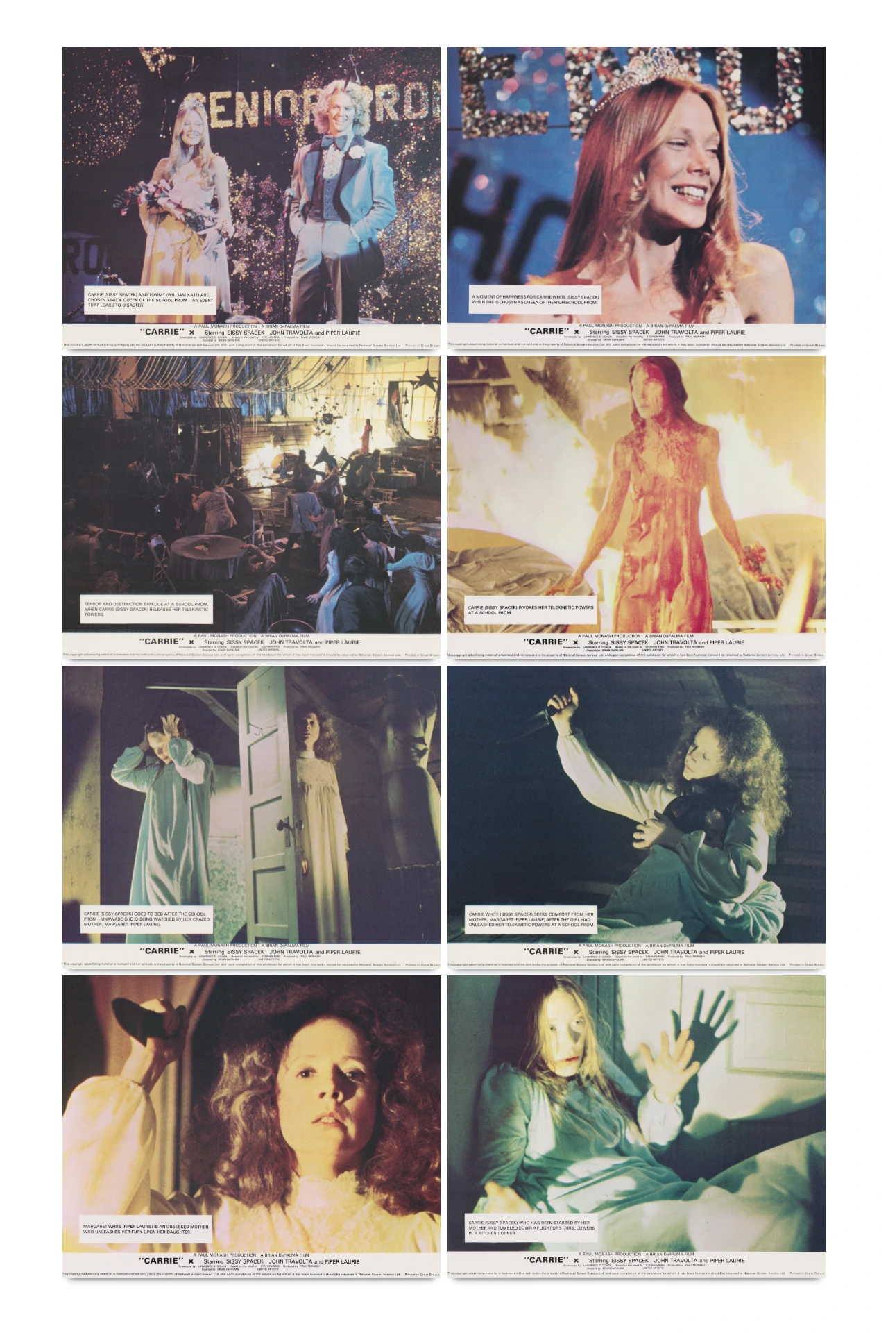 Carrie (1976) UK Front of House Set [x8]
